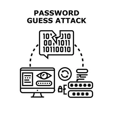Password guess attack concept hacking personal data Stock Illustration
