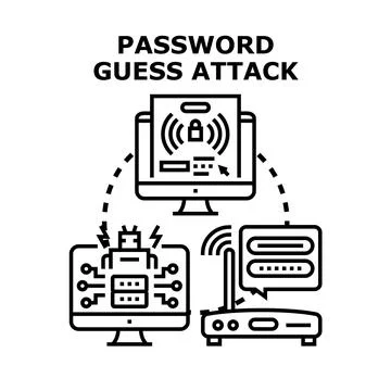 Password guess attack cyber security concept illustration Stock Illustration