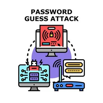 Password guess attack cyber security concept illustration Stock Illustration