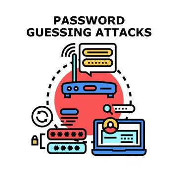 Password guessing attacks and cybersecurity risk prevention Stock Illustration
