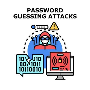 Password guessing attacks with hacker accessing data Stock Illustration