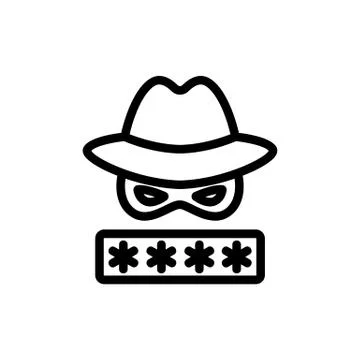 Password hacker icon vector outline illustration Illustrazione stock