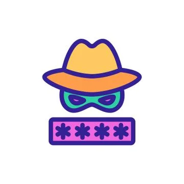 Password hacker icon vector outline illustration Stock Illustration