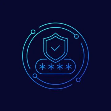 Password icon with shield, linear design Stock Illustration