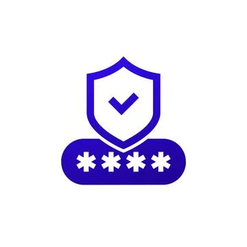 Password icon with shield, vector Stock Illustration
