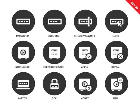 Password icons on white background Stock Illustration