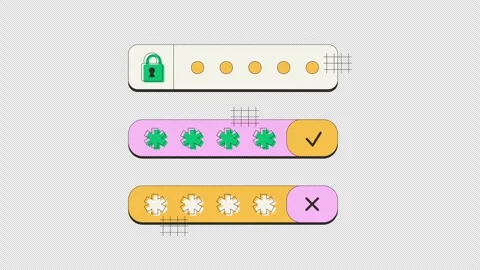 Password input and security neubrutalism UI elements animation set Stock Footage 336072177