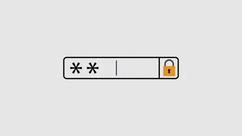 Password input field animation with typing cursor and scaling lock Stock Footage 338345246