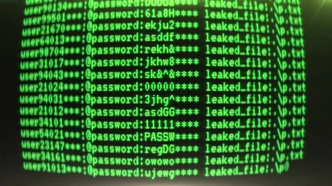 Password leaked message, data breach, retro style screen notification, warning Stock Footage 110271151