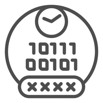 Password line icon. Pin code vector illustration isolated on white. Access Illustrazione stock