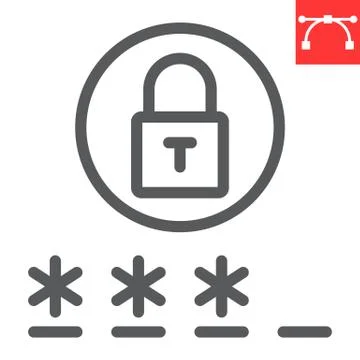 Password line icon, security and lock, padlock sign vector graphics, editable Stock Illustration