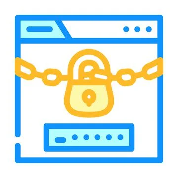 Password lock color icon vector illustration line Stock Illustration