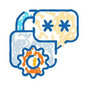 Password lock gear settings for data security Stock Illustration