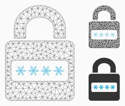 Password Lock Vector Mesh Network Model and Triangle Mosaic Icon イラスト素材