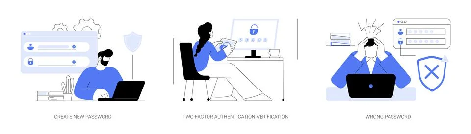 Password management abstract concept vector illustrations. Illustrazione stock