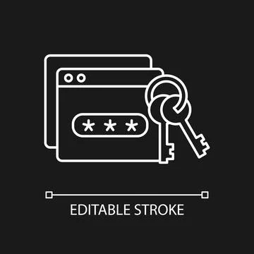Password management white linear icon for dark theme Stock Illustration