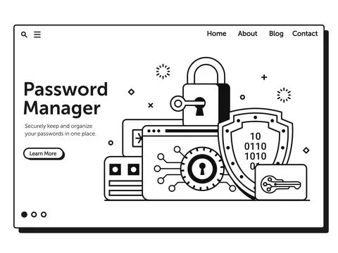 Password Manager Data Encryption Services Banner Stock Illustration