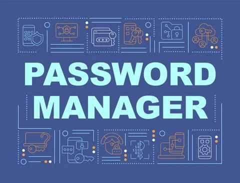 Password manager saving information tool word concepts banner Stock Illustration