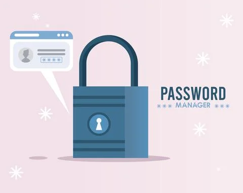 Password manager theme with padlock and template Illustrazione stock