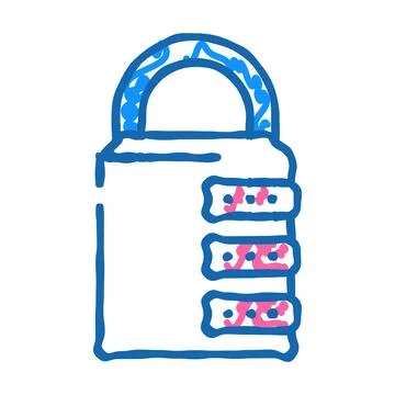 Password padlock icon doodle illustration Stock Illustration