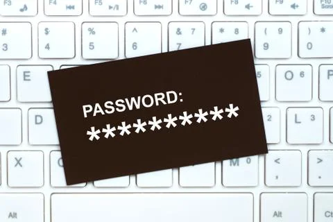 Password on paper card, computer security concept Foto stock