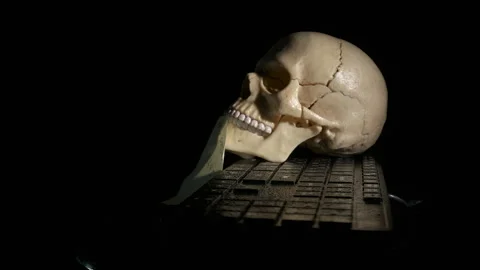 Password on paper to hack by skull. Stock Footage 265907744