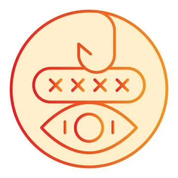 Password phishing flat icon. Hook and computer window orange icons in trendy Stockillustratie