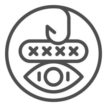Password phishing line icon. Hook and computer window vector illustration Illustrazione stock