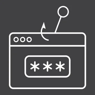 Password phishing line icon, security and hack Stock Illustration