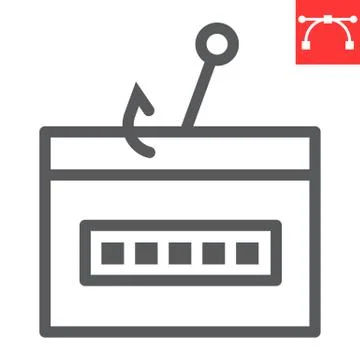 Password phishing line icon, security and theft, hacker attack sign vector Stock Illustration