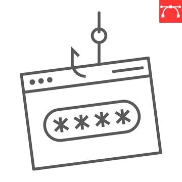 Password phishing line icon, security and scam, phishing vector icon, vector Stock Illustration
