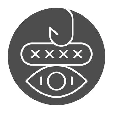 Password phishing solid icon. Hook and computer window vector illustration Stock Illustration
