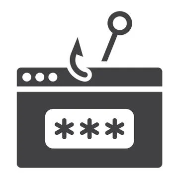 Password phishing solid icon, security and hack Stockillustratie