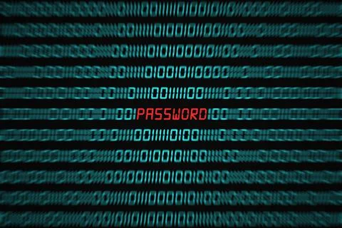 Password popping out from a binary code sequence Stock Illustration