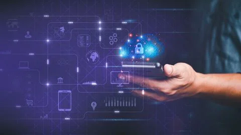 Password privacy authentication and authentication, access to cybersecurity.. Stock Photos