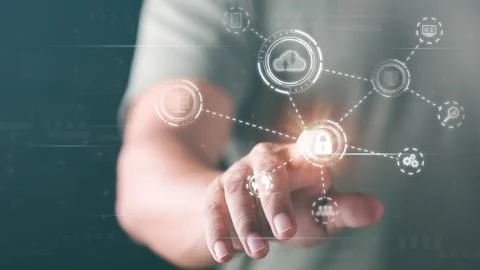 Password privacy authentication and authentication, access to cybersecurity.. Stock Photos