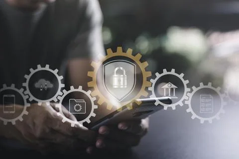 Password privacy authentication and authentication, access to cybersecurity.. Stock Photos