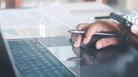 Password privacy authentication and authentication, access to cybersecurity.. Stock Photos