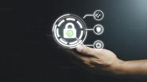Password privacy authentication and authentication, access to cybersecurity.. Stock Photos