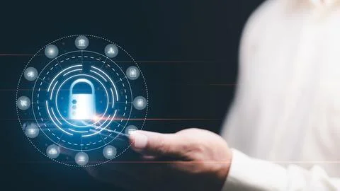 Password privacy authentication and authentication, access to cybersecurity.. Foto stock