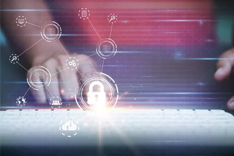 Password privacy authentication and authentication, access to cybersecurity.. Stock Photos
