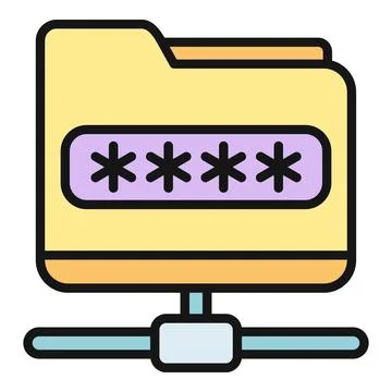 Password protected data folder network sharing icon Stock Illustration