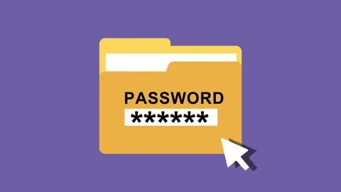 Password Protected Folder Access Digital Security 2d Animation with Alpha Mat Stock Footage 334994381