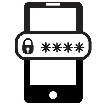 Password protected icon on white background. Phone password sign. Stock Illustration