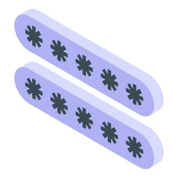 Password protecting information with asterisk symbol in isometric view Stockillustratie