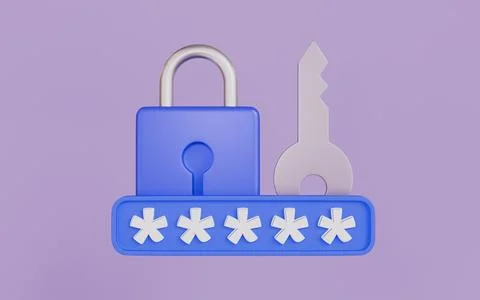 Password protection and data encryption security, Padlock with a key イラスト素材