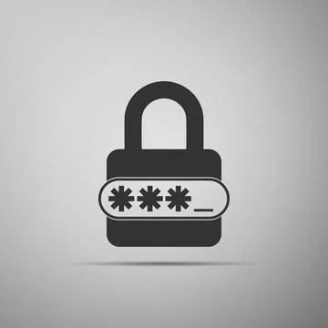 Password protection and safety access icon isolated on grey background. Flat 스톡 일러스트