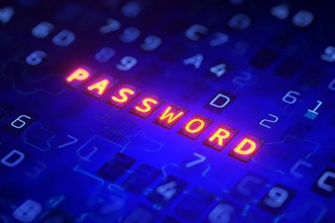Password protection of data. Cracking a password. Password brute-force. 3d re Stock Illustration