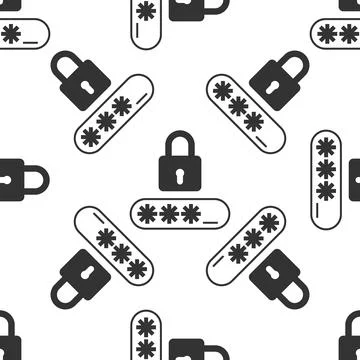 Password Protection icon seamless pattern on white background. Flat design Illustrazione stock