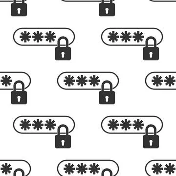 Password Protection icon seamless pattern on white background. Flat design Stock Illustration
